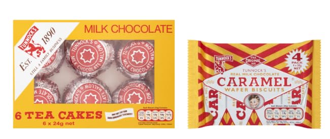 Tunnock's Milk Chocolate Tea Cakes and Caramel Wafer Biscuits.