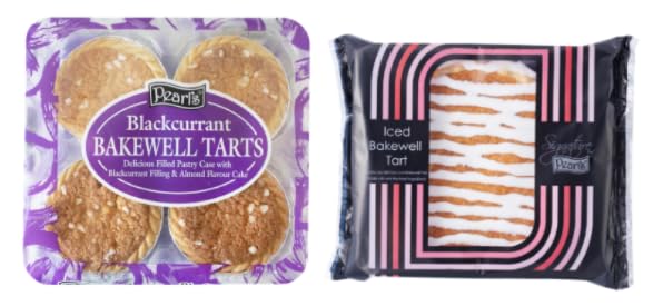 Pearl's Blackcurrant Bakewell Tarts and Iced Bakewell Tart, Almond Flavour Cake, Filled Pastry Case
