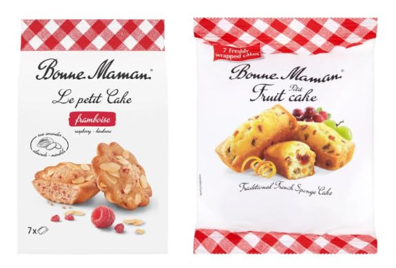 Bonne Maman Le Petit Cake Framboise and Petit Fruit Cake, Traditional French Sponge Cake