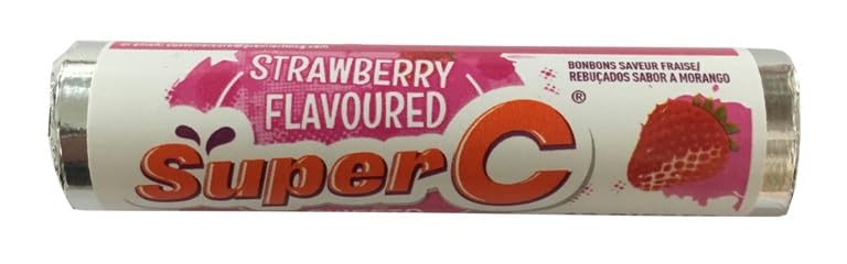 Super C Strawberry Flavoured Candy, Roll, 12 Pieces