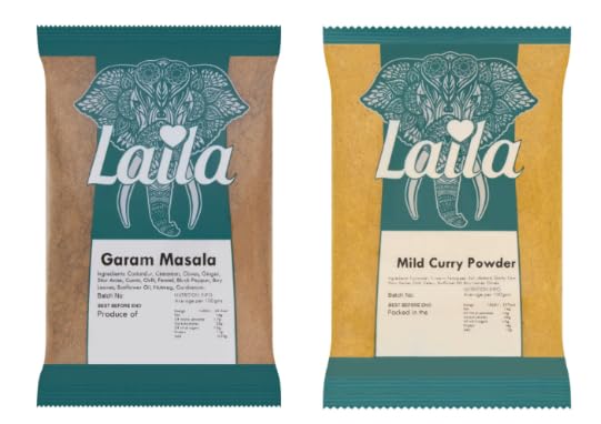 Laila Garam Masala and Mild Curry Powder, Spice Blend, Ground Form, 2 Items