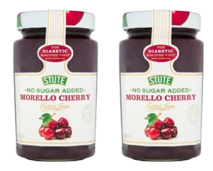 Stute No Sugar Added Morello Cherry Extra Jam, for Diabetic Recipes, Pack of 2