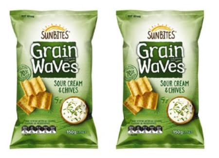 Sunbites Grain Waves Sour Cream & Chives Flavoured Snacks, 150g, Pack of 2