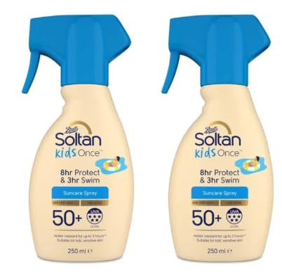 Soltan Kids Once Suncare Spray, SPF 50+, 8hr Protect & 3hr Swim, 250ml, Pack of 2