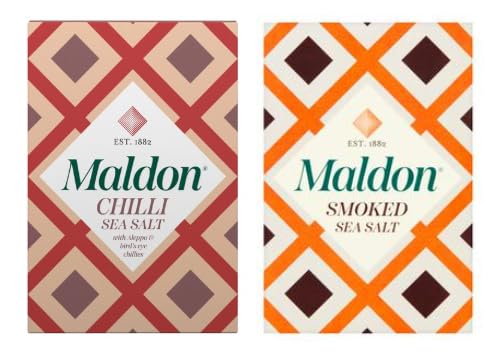 Maldon Chilli Sea Salt and Smoked Sea Salt, with Aleppo & Bird's Eye Chillies, Est. 1882