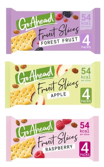 Go Ahead Fruit Slices, Forest Fruit, Apple and Raspberry Varieties.