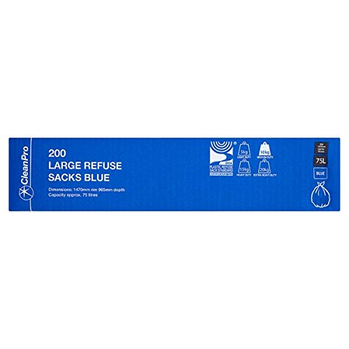 CleanPro 200 Large Refuse Sacks Blue 75L (Pack of 200s)