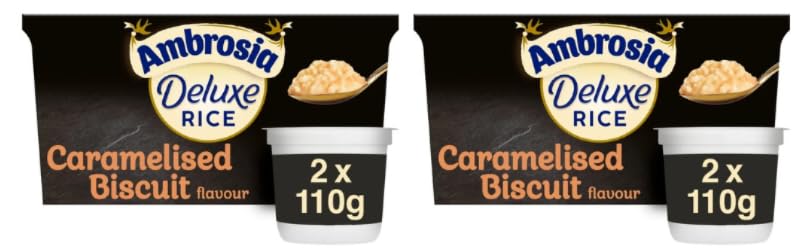 Ambrosia Deluxe Rice Caramelised Biscuit Flavour, (Pack of 2)