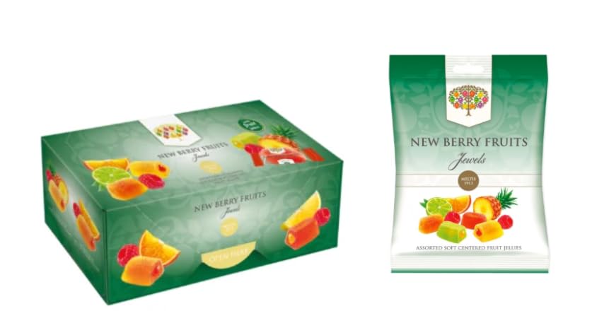 New Berry Fruits Jewels Assorted Soft Centred Fruit Jellies, Mixed Flavours