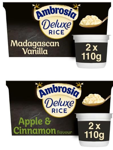 Ambrosia Deluxe Rice, Madagascan Vanilla & Apple Cinnamon Flavour - (Pack of 2)