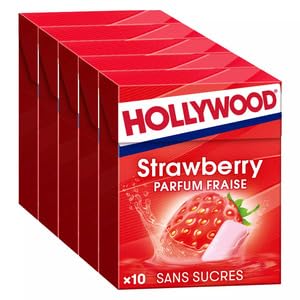 Sugar-Free Strawberry Hollywood Chewing Gum 5x(10 dragees)