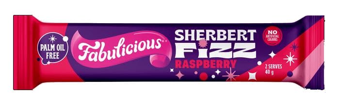 Fabulicious Sherbert Fizz Raspberry Candy, No Artificial Colours, Palm Oil Free, 40g,