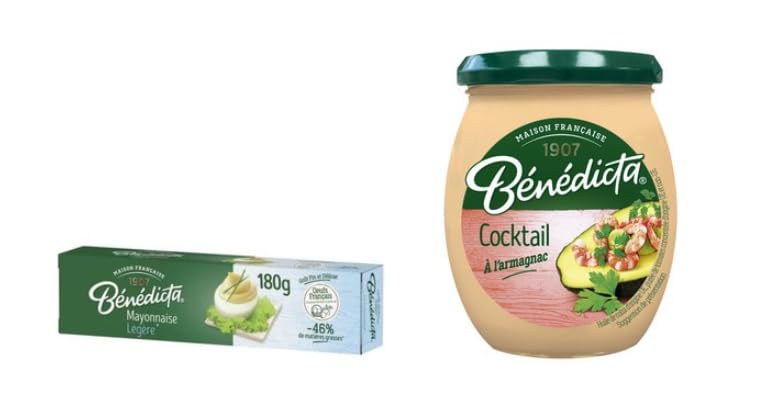 Bénédicta Mayonnaise Légère 46% and Cocktail Sauce à l'armagnac, French Condiment Set