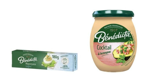 Bénédicta Mayonnaise Légère 46% and Cocktail Sauce à l'armagnac, French Condiment Set