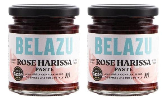 Belazu Rose Harissa Paste with Spices and Rose Petals, Glass Jar - (Pack of 2)