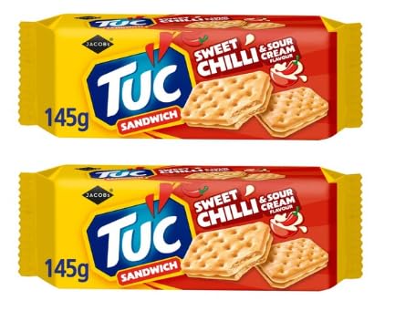 Jacobs TUC Sandwich Biscuits, Sweet Chilli & Sour Cream Flavour, 145g, Pack of 2