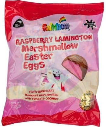 Rainbow Raspberry Lamington Marshmallow Easter Eggs, Fluffy Marshmallow with Toasted Coconut, Gluten Free, 320g