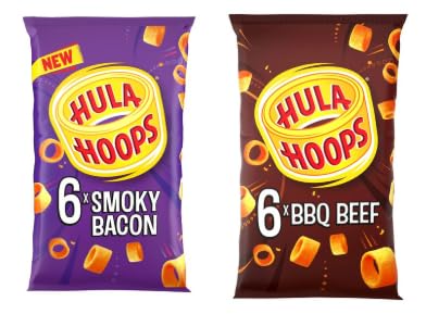 Hula Hoops Crisps, Smoky Bacon and BBQ Beef Flavours, Multipack.