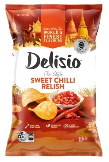 Delisio Thai Style Sweet Chilli Relish Potato Chips, No Artificial Colours, No Added Preservatives, 140g