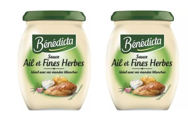 Bénédicta Sauce Ail et Fines Herbes, Garlic and Fine Herbs Sauce, Ideal for White Meats, Pack of 2