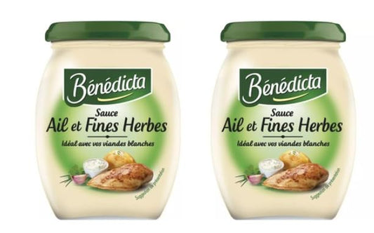 Bénédicta Sauce Ail et Fines Herbes, Garlic and Fine Herbs Sauce, Ideal for White Meats, Pack of 2
