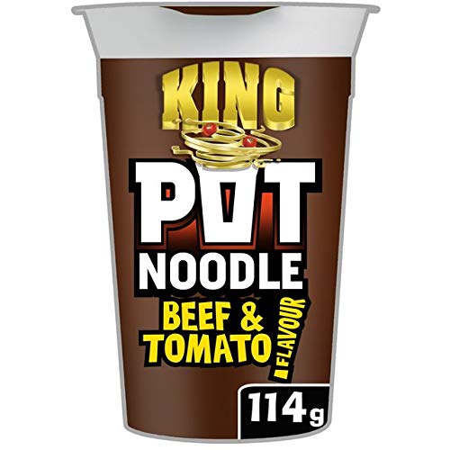 Pot Noodle King Bundle | Chicken & Mushroom King Pot 114g | Bombay Bad Boy 114g | Original Curry 114g | Beef & Tomato 114g | Total of 4x114g of Noodles