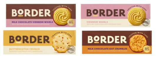 Border Biscuits Variety Pack, Milk Chocolate Viennese Whirls, Butterscotch Crunch, Oat Crumbles