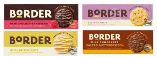 Border Biscuits Variety Pack, Dark Chocolate Raspberry, Sultana Melts, Lemon Drizzle Melts, Milk Chocolate Salted Butterscotch