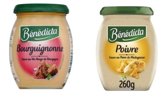 Bénédicta Sauce Duo Pack, Bourguignonne au Vin Rouge de Bourgogne and Poivre de Madagascar