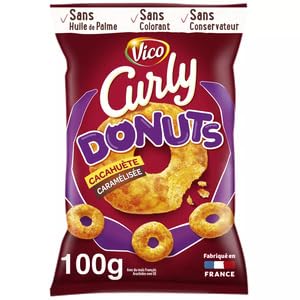 Vico Curly Donuts, Caramelised Peanut Flavour Snacks 100g