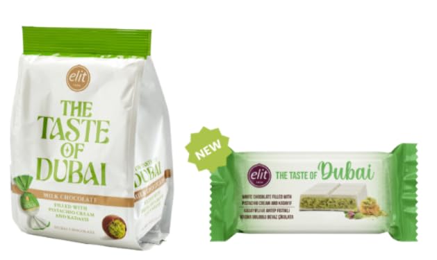 Elit The Taste of Dubai Chocolate, Filled with Pistachio Cream and Kadayif, Milk & White Chocolate