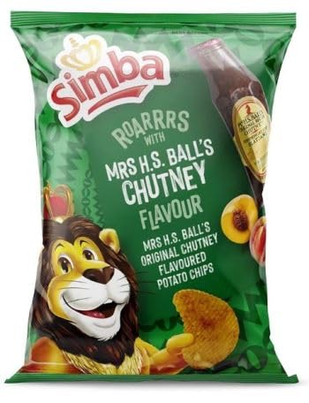 Simba Mrs H.S. Ball's Chutney Flavoured Potato Chips, 125g