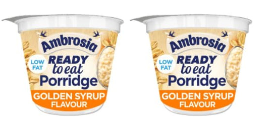 Ambrosia Ready Meal Porridge, Golden Syrup Flavour, Low Fat - (Pack of 2)