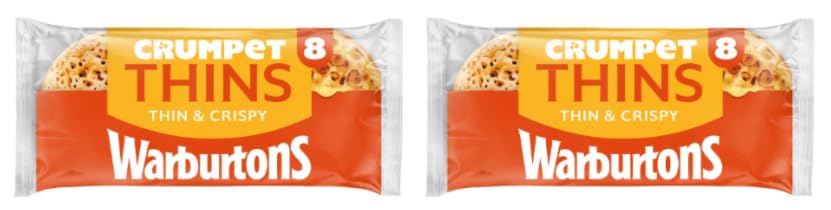 Warburtons Crumpet Thins, Thin & Crispy - Pack of 2