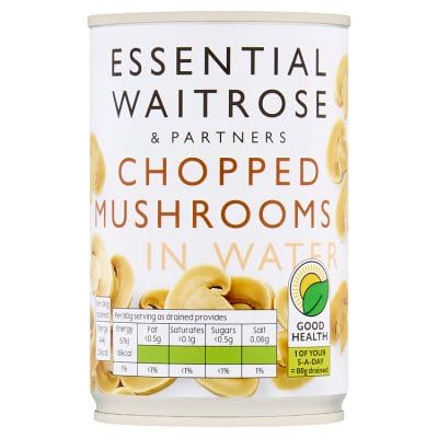Waitrose Essential Chopped Mushrooms in Water, drained 156g