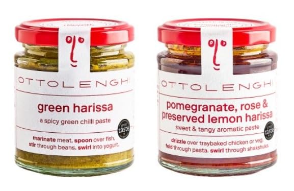 Ottolenghi Green Harissa and Pomegranate, Rose & Preserved Lemon Harissa Paste, Set of 2