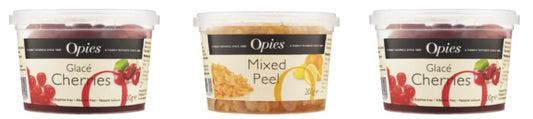 Opies Glacé Cherries (x2) and Mixed Peel (x1) - (Pack of 3)