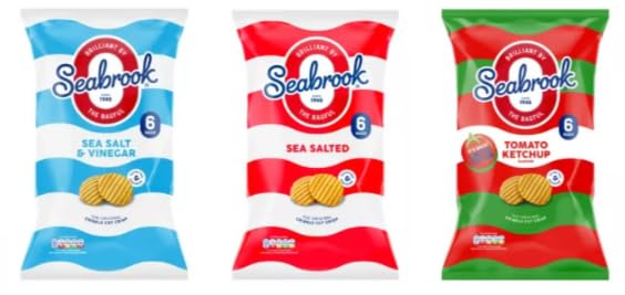 Seabrook Crinkle Cut Crisps, Variety Pack, Sea Salt & Vinegar, Sea Salted, Tomato Ketchup