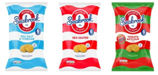 Seabrook Crinkle Cut Crisps, Variety Pack, Sea Salt & Vinegar, Sea Salted, Tomato Ketchup