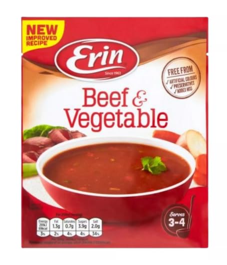 Erin Beef & Vegetable Soup, New Improved Recipe, Free from Artificial Colours and Preservatives, Serves 3-4