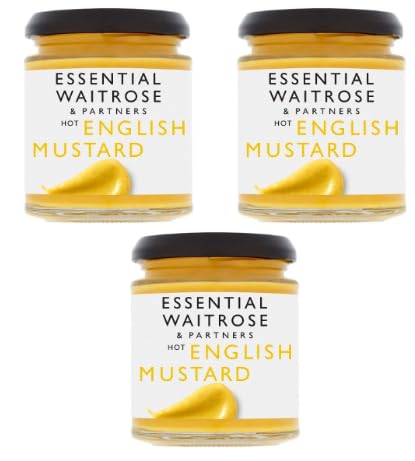 Essential Waitrose Hot English Mustard, Pack of 3 Jars, Classic Condiment