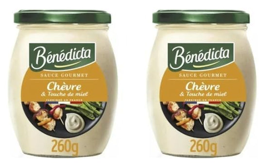 Bénédicta Sauce Gourmet Chèvre & Touche de Miel, Goat Cheese Honey Sauce, 260g, Pack of 2