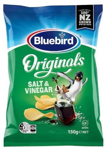Bluebird Originals Salt & Vinegar Chips, Gluten Free, Made with NZ Grown Potatoes, 150g