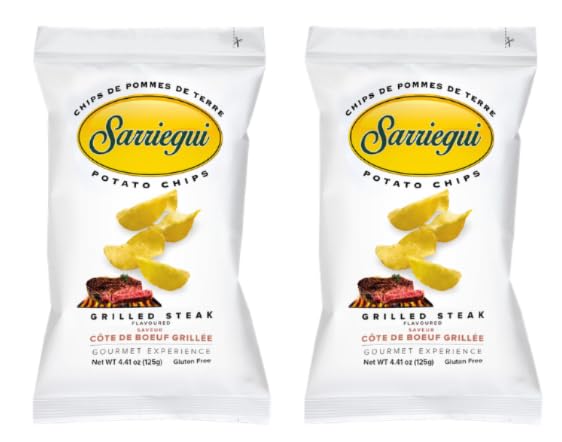 Sarriegui Potato Chips, Grilled Steak Flavour, Gourmet Experience, Gluten Free, 125g - Pack of 2
