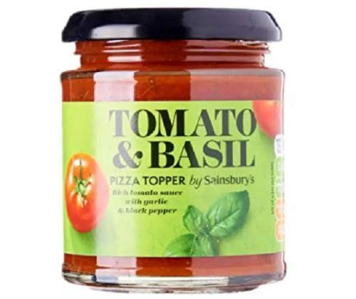 Sainsbury's Tomato And Basil Pizza Sauce Topper 190g - Tomato sauce with basil. Rich tomato sauce with garlic & black pepper