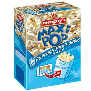 Menguy's  Microwave salted popcorn, 3 x 90g sachets
