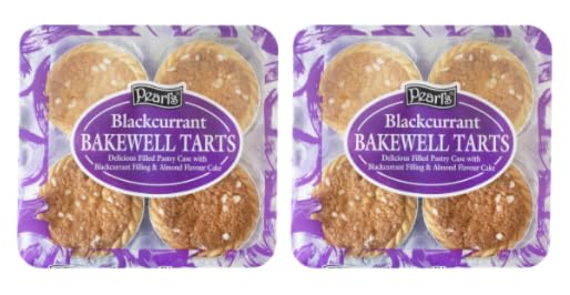 Pearl's Blackcurrant Bakewell Tarts, Filled Pastry Case with Almond Flavour, 2 Pack