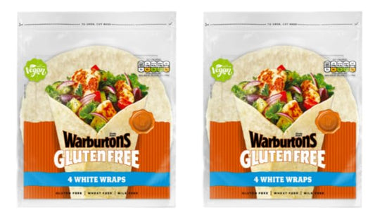 Warburtons Gluten Free White Wraps, Vegan, Wheat Free, Milk Free - Pack of 2