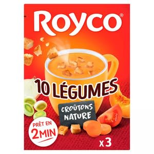 Royco Soupe 10 Légumes avec Croûtons Nature,3x20cl