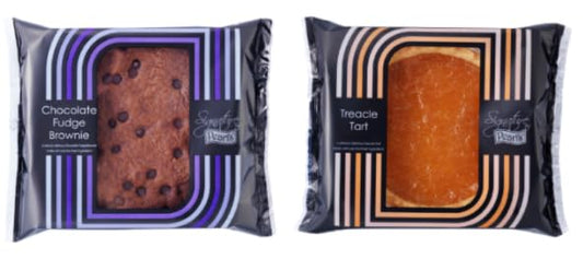 Signature Pastries Chocolate Fudge Brownie and Treacle Tart.